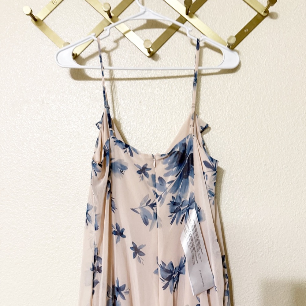NWT BCBG Maxazria Floral Divine Peach Bloom Godet Ruffle Maxi Gown Dress 10 - Picture 5 of 9